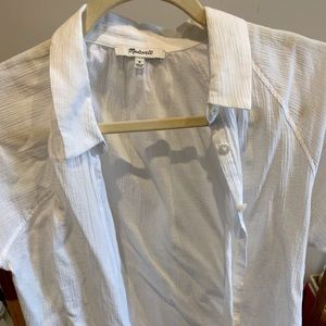 White Button-Down Short Sleeve Blouse